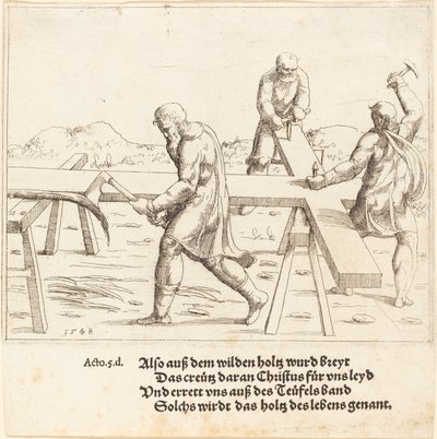 De Voorbereiding van het Kruis, 1548 door Augustin Hirschvogel
