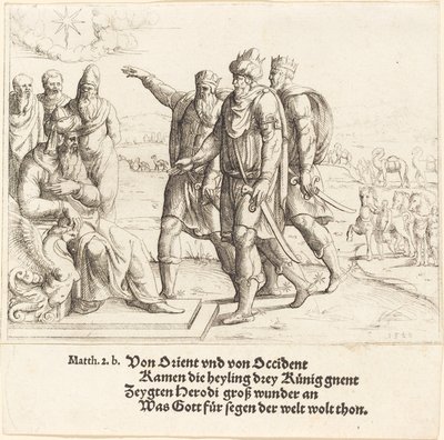 De Drie Koningen Vertellen Herodes over de Geboorte van Christus door Augustin Hirschvogel