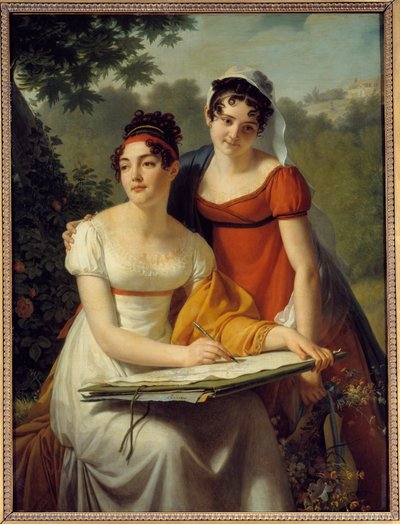 Portret van de dames Duval. Schilderij door Jacques Augustin Catherine (Jacques-Augustin-Catherine) Pajou (1766-1828) door Augustin Pajou