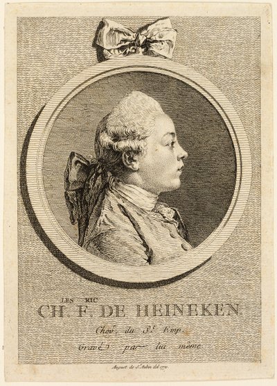 Portret van Charles Frederick de Heincken door Augustin de Saint-Aubin