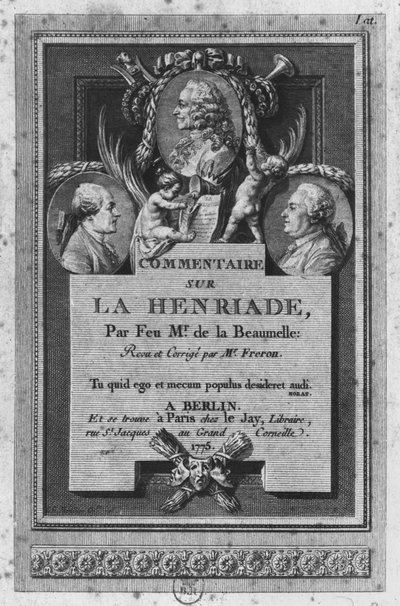 Frontispice van het commentaar door de la Beaumelle van 