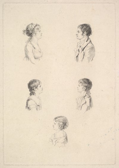 De familie Renouard, 1801 door Augustin de Saint Aubin