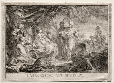 Laban op Zoek naar Zijn Huishoudgoden door Augustin de Saint Aubin