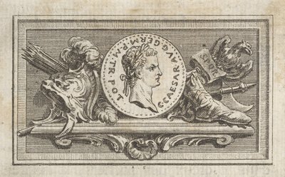 Medaille met portret van Caligula in het 6e Boek, uit Tibère ou les six premi... door Augustin de Saint Aubin