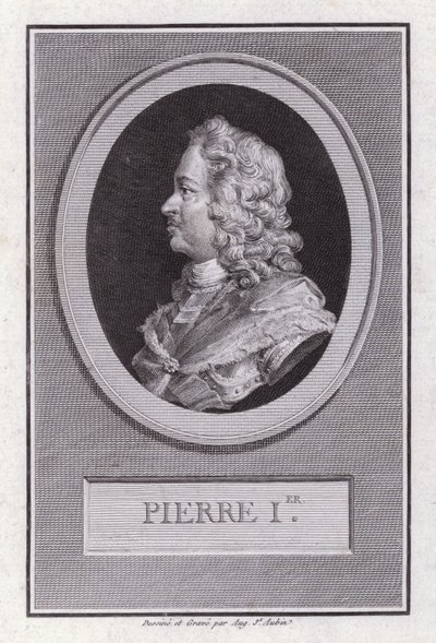 Peter de Grote, Tsaar van Rusland (gravure) door Augustin de Saint Aubin