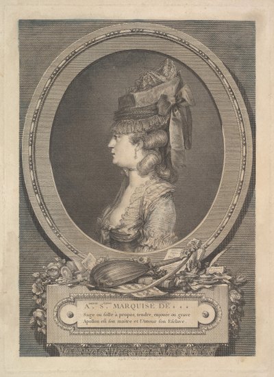Portret van Adrienne-Sophie Markiezin de *** door Augustin de Saint Aubin