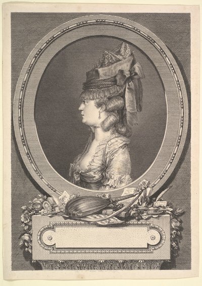 Portret van Adrienne-Sophie Markiezin de *** door Augustin de Saint Aubin