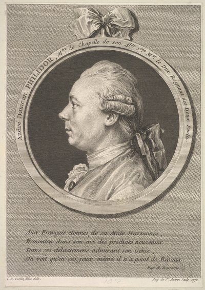 Portret van André Danican Philidor, 1772 door Augustin de Saint Aubin