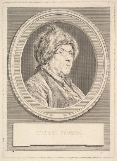 Portret van Benjamin Franklin, 1777 door Augustin de Saint Aubin