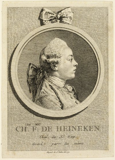 Portret van Charles Frederick de Heincken door Augustin de Saint Aubin