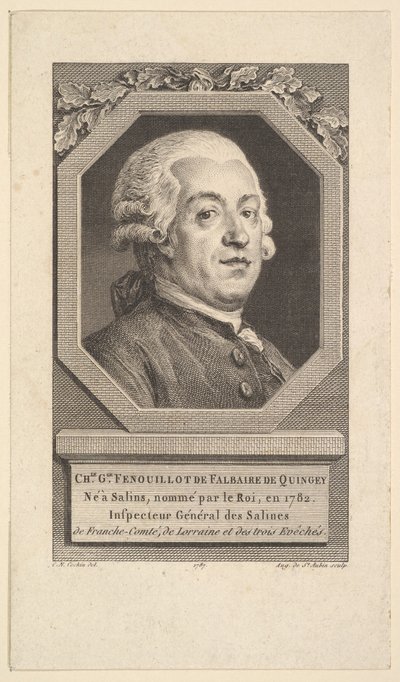 Portret van Charles George Fenouillot de Falbaire de Quingey door Augustin de Saint Aubin