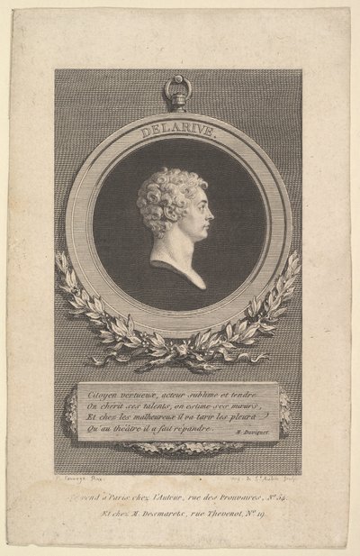 Portret van De Larive, 1785 door Augustin de Saint Aubin