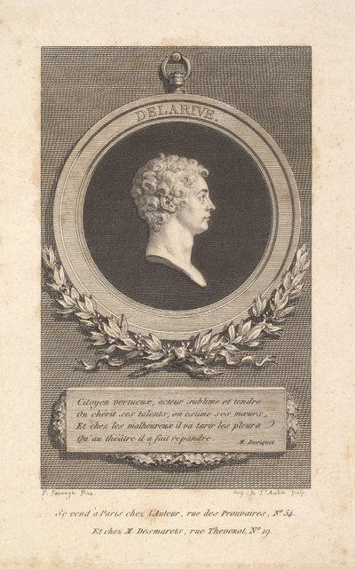 Portret van De Larive door Augustin de Saint Aubin