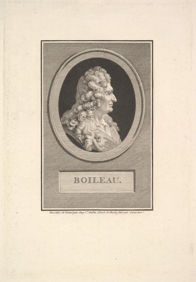 Portret van Despréaux Nicolas Boileau door Augustin de Saint Aubin