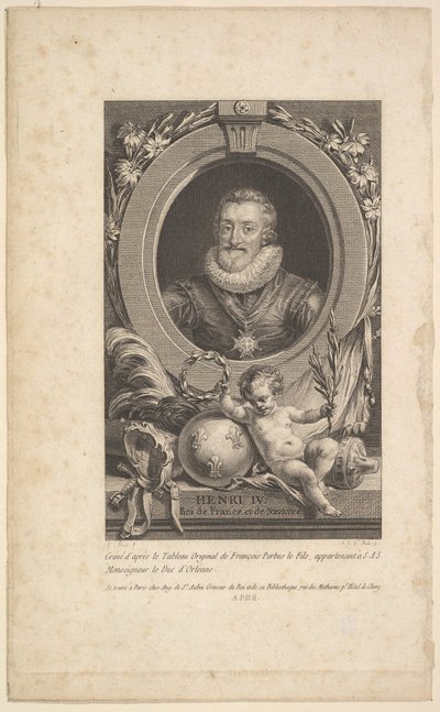 Portret van Hendrik IV door Augustin de Saint Aubin
