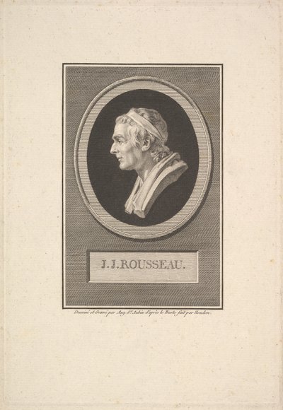 Portret van J. J. Rousseau door Augustin de Saint Aubin