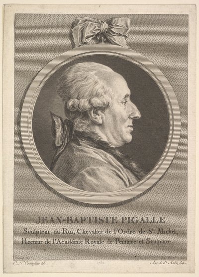 Portret van Jean-Baptiste Pigalle door Augustin de Saint Aubin