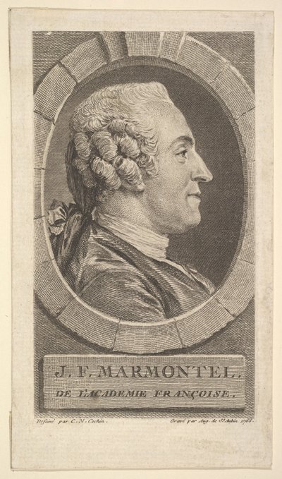 Portret van Jean-Francoise Marmontel, 1765 door Augustin de Saint Aubin