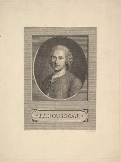 Portret van Jean-Jacques Rousseau door Augustin de Saint Aubin