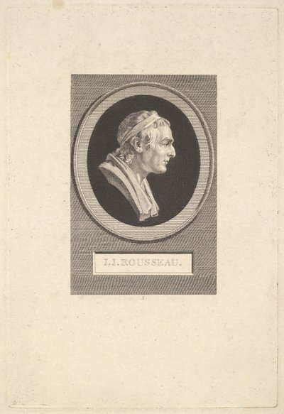 Portret van Jean-Jacques Rousseau door Augustin de Saint Aubin