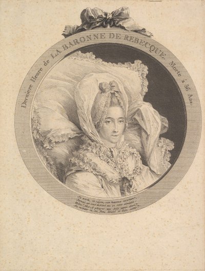 Portret van La Baronne de Rebecque door Augustin de Saint Aubin