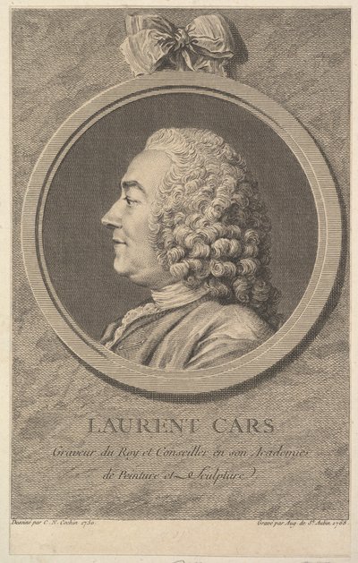 Portret van Laurent Cars door Augustin de Saint Aubin