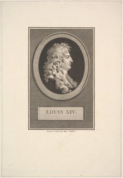 Portret van Lodewijk XIV door Augustin de Saint Aubin