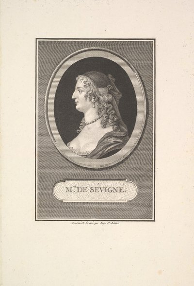 Portret van Marie de Rabutin, Mise de Sévigné door Augustin de Saint Aubin
