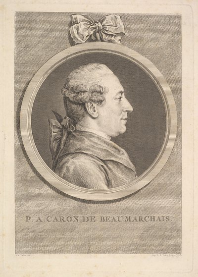 Portret van P.A. Caron de Beaumarchais, 1773 door Augustin de Saint Aubin