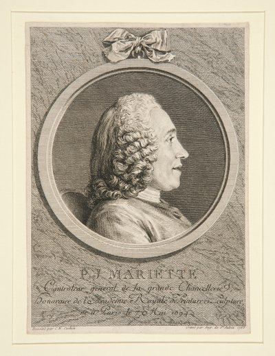Portret van P.J. Mariette door Augustin de Saint Aubin