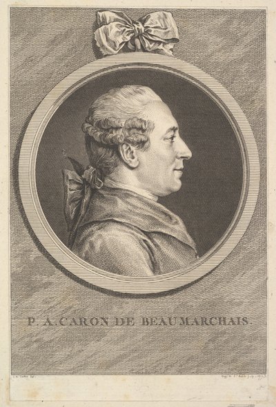 Portret van P. A. Caron de Beaumarchais, 1773 door Augustin de Saint Aubin