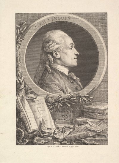Portret van Simon-Nicolas-Henri Linguet, 1773 door Augustin de Saint Aubin
