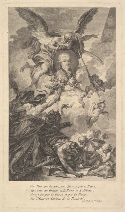 Portret van Simon-Nicolas-Henri Linguet door Augustin de Saint Aubin