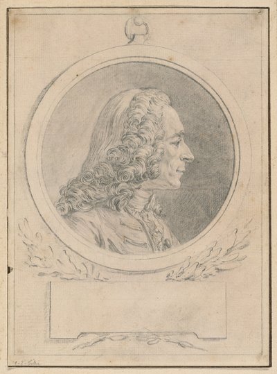 Portret van Voltaire, naar zijn buste door Jean-Baptiste Lemoyne II door Augustin de Saint Aubin