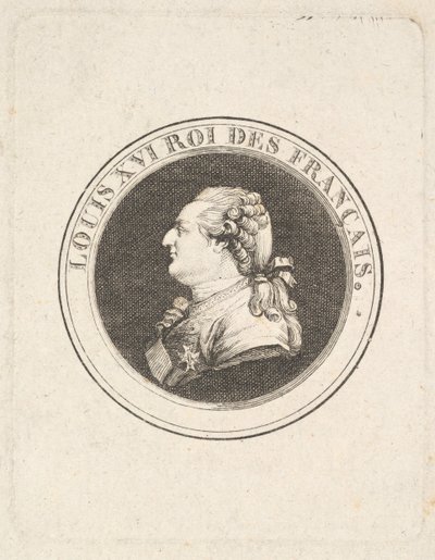 Afdruk van een portretmedaille van Lodewijk XVI door Augustin de Saint Aubin