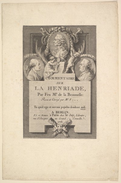 Voltaire, Fréron en la Beaumelle, 1775 door Augustin de Saint Aubin