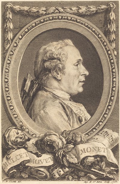 Jean Monnet door Augustin de Saint Aubin after Charles Nicolas Cochin II