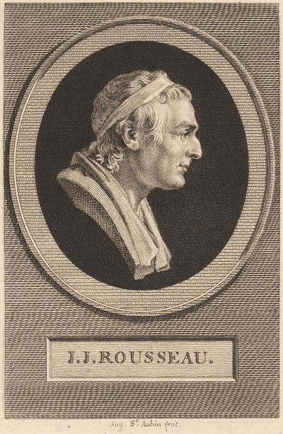 Jean-Jacques Rousseau door Augustin de Saint Aubin after Jean Antoine Houdon