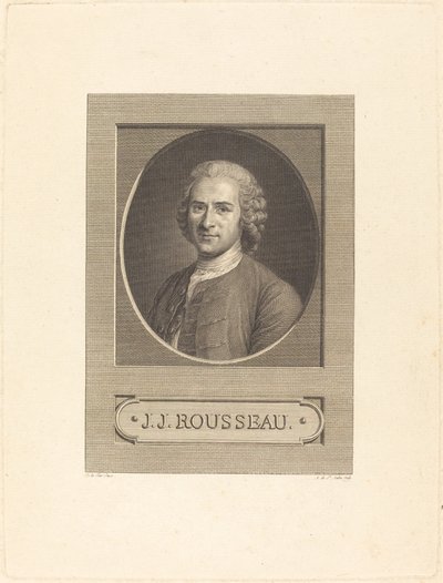 Frontispice: J.J. Rousseau door Augustin de Saint Aubin after Maurice Quentin