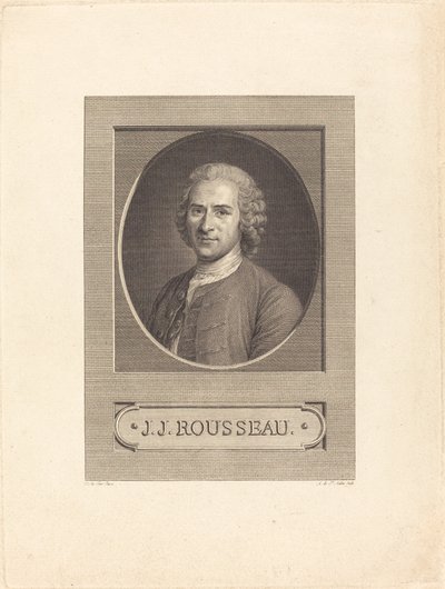 J.J. Rousseau door Augustin de Saint Aubin after Maurice Quentin