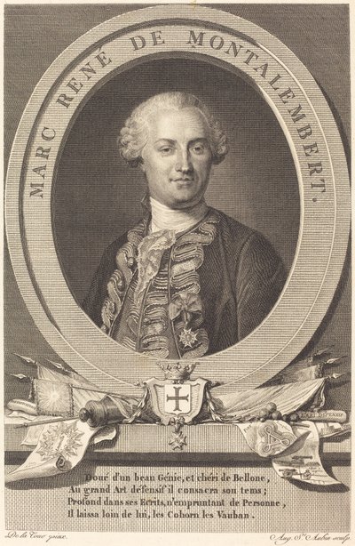 Marc René de Montalembert door Augustin de Saint Aubin after Maurice Quentin