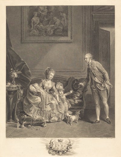 De hertog van Chartres, zijn echtgenote en hun kinderen door Augustin de Saint Aubin and Isidore Stanislas Helman