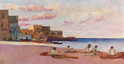 Avond op het strand van de Marina van Ischia door Augustine Fitzgerald
