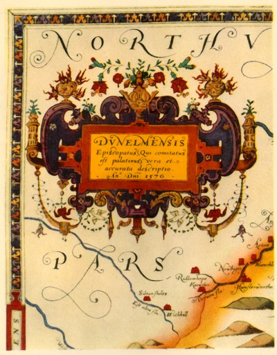 Cartouche door A. Ryther op Saxton