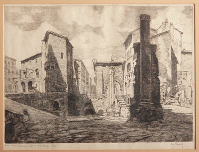 Rome, Porticus van Octaviae, en de Ruïnes van het Marcellus Theater door Augusto Baracchi