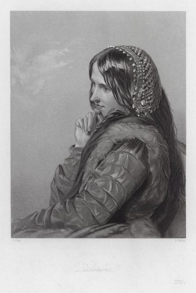 Desdemona, een personage in Othello (gravure) door Augustus (after) Egg
