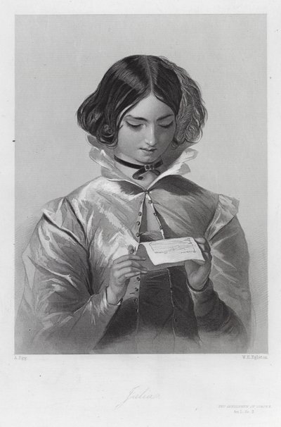 Julia, een personage in De twee heren van Verona (gravure) door Augustus (after) Egg