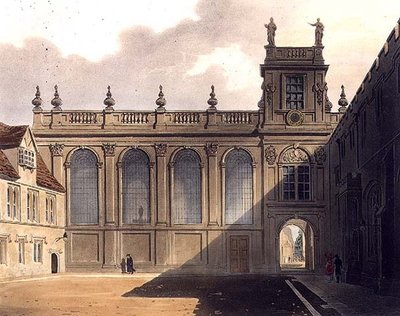 Exterieur van de kapel van Trinity College, illustratie uit de 