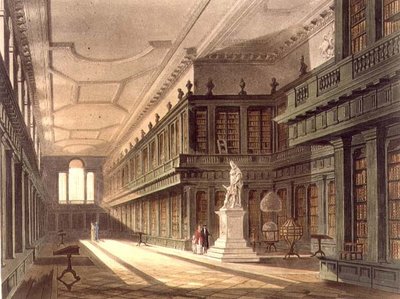 Interieur van de bibliotheek van All Souls College, illustratie uit de 