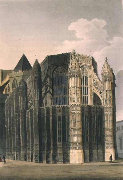 De kapel van Henry VII met twee gerenoveerde pinakels, plaat 4 uit 